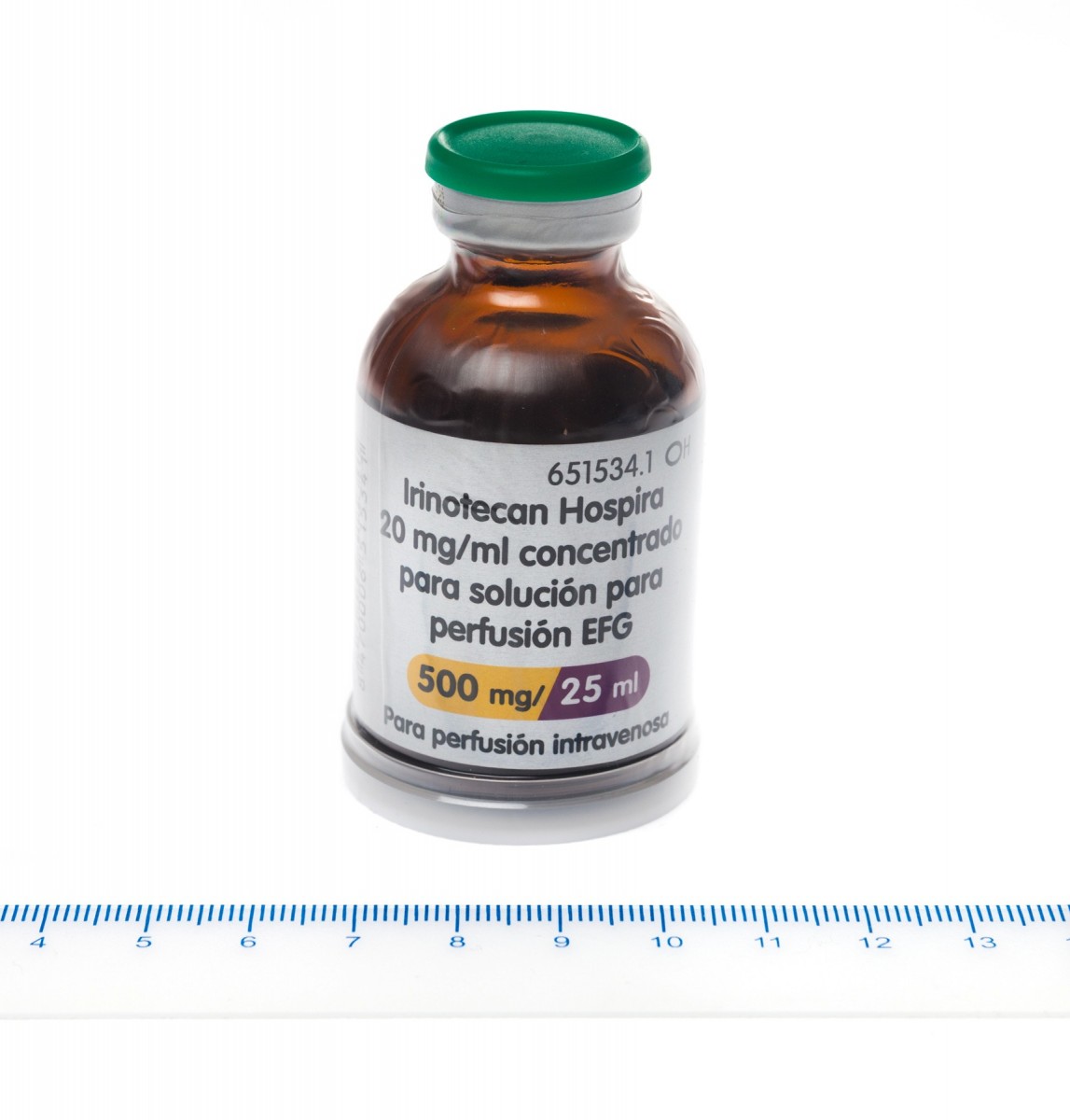 IRINOTECAN HOSPIRA 20 mg/ml CONCENTRADO PARA SOLUCION PARA  PERFUSION EFG , 1 vial de 5 ml fotografía de la forma farmacéutica.