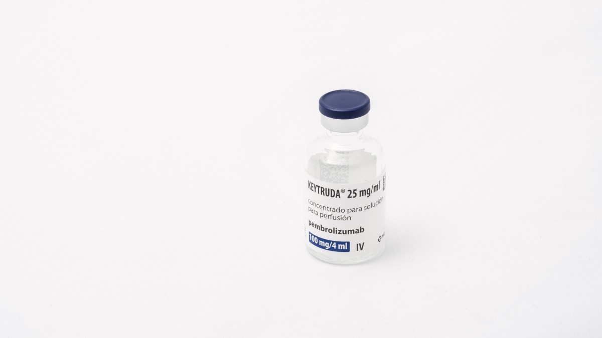 KEYTRUDA 25 MG/ML CONCENTRADO PARA SOLUCION PARA PERFUSION, 1 vial de 4 ml fotografía de la forma farmacéutica.