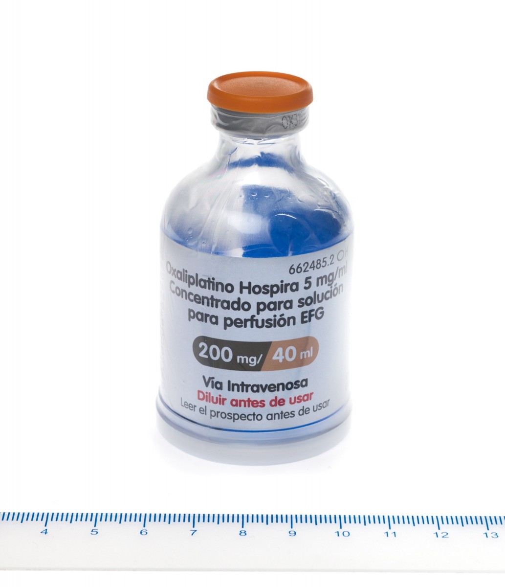 OXALIPLATINO HOSPIRA 5 mg/ml CONCENTRADO PARA SOLUCION PARA PERFUSION EFG , 1 vial de 20 ml fotografía de la forma farmacéutica.