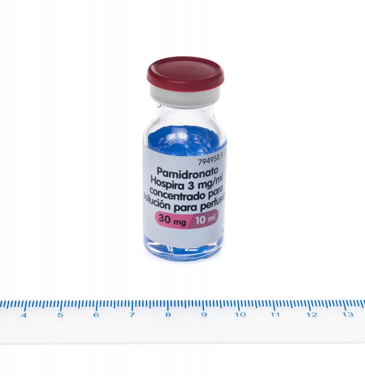 PAMIDRONATO HOSPIRA 3 mg/ml CONCENTRADO PARA SOLUCION PARA PERFUSION , 1 vial de 10 ml fotografía de la forma farmacéutica.