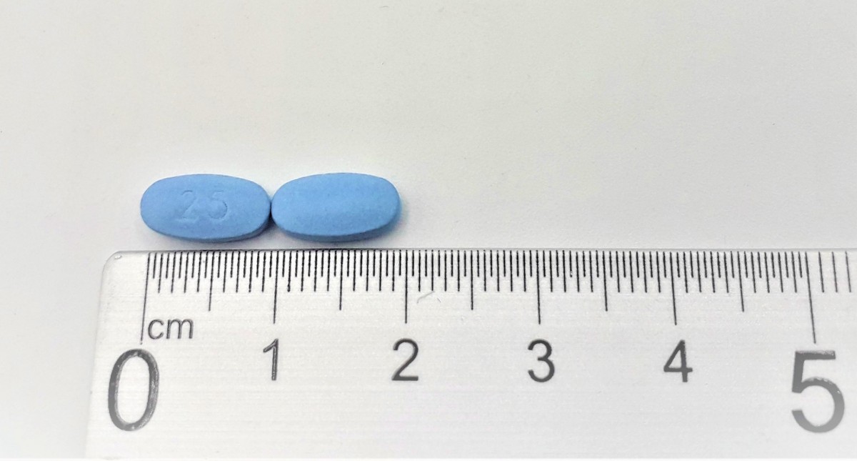 SILDENAFILO NORMON 25 mg COMPRIMIDOS RECUBIERTOS CON PELICULA EFG , 4 comprimidos fotografía de la forma farmacéutica.