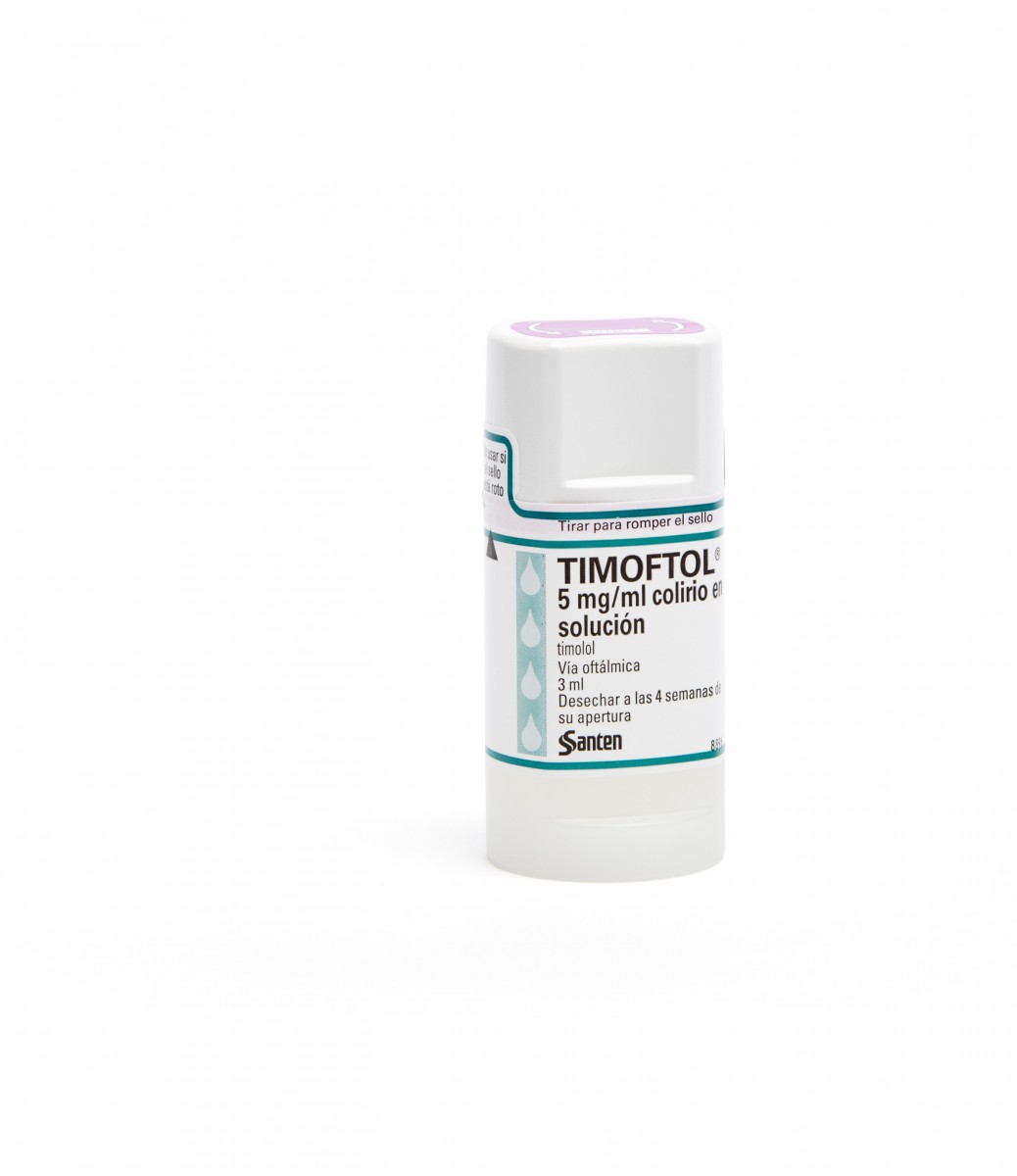 TIMOFTOL 5 mg/ml COLIRIO EN SOLUCION , 1 frasco de 3 ml fotografía de la forma farmacéutica.