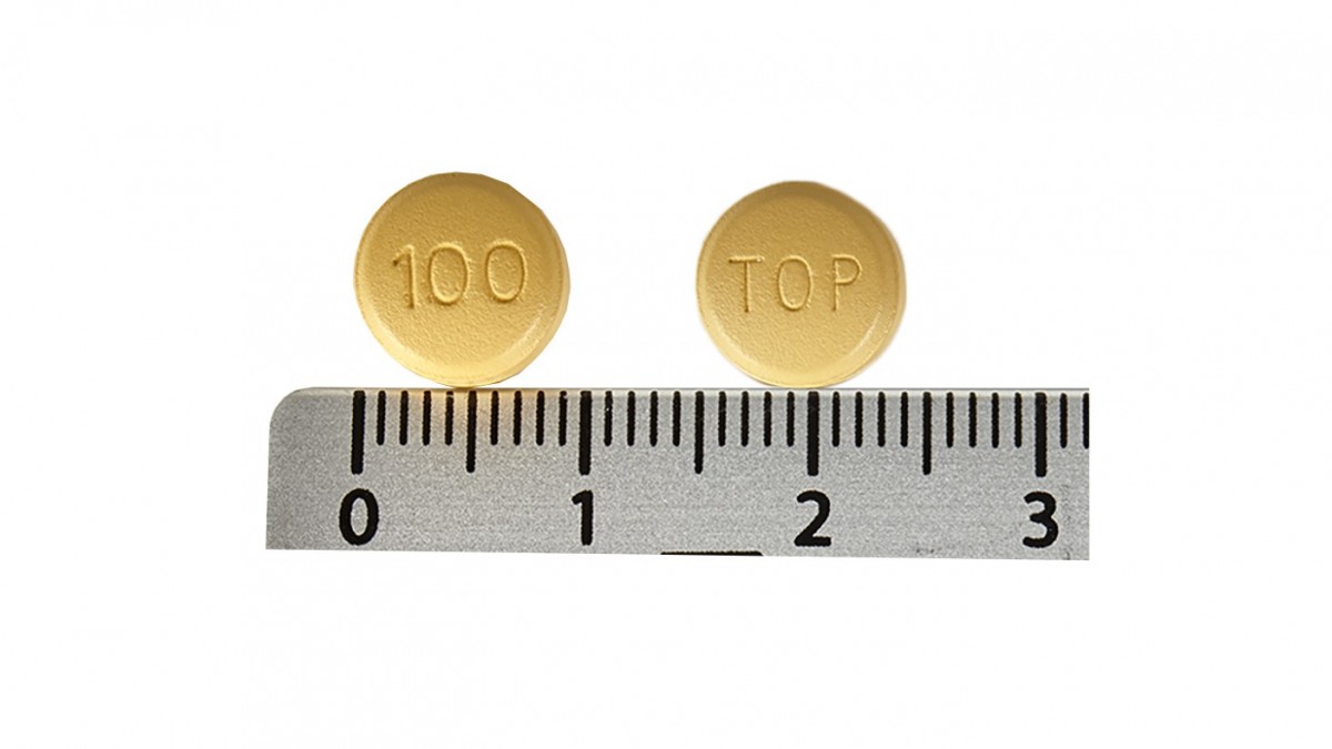 TOPAMAX 100 mg COMPRIMIDOS RECUBIERTOS CON PELICULA , 60 comprimidos fotografía de la forma farmacéutica.