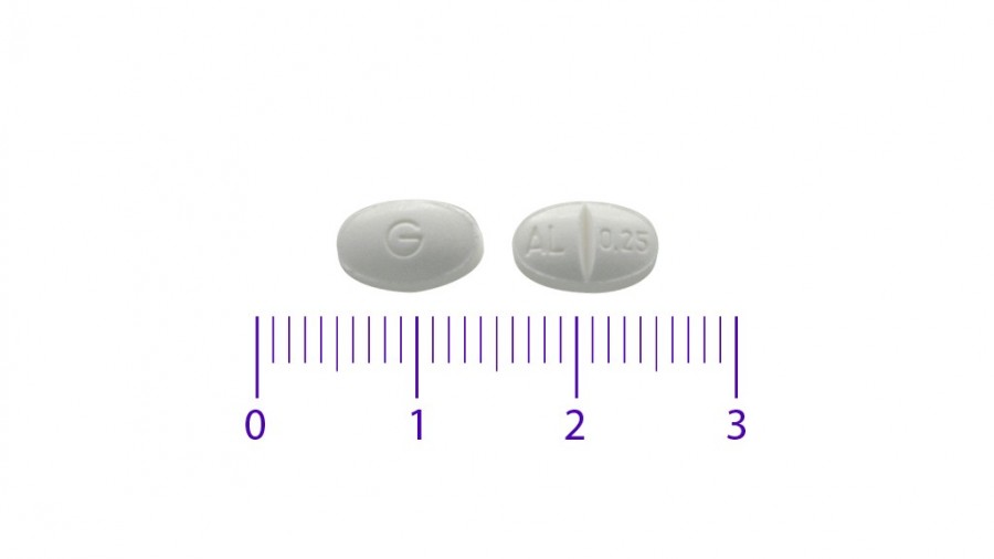 ALPRAZOLAM VIATRIS 0,25 MG COMPRIMIDOS EFG, 30 comprimidos fotografía de la forma farmacéutica.