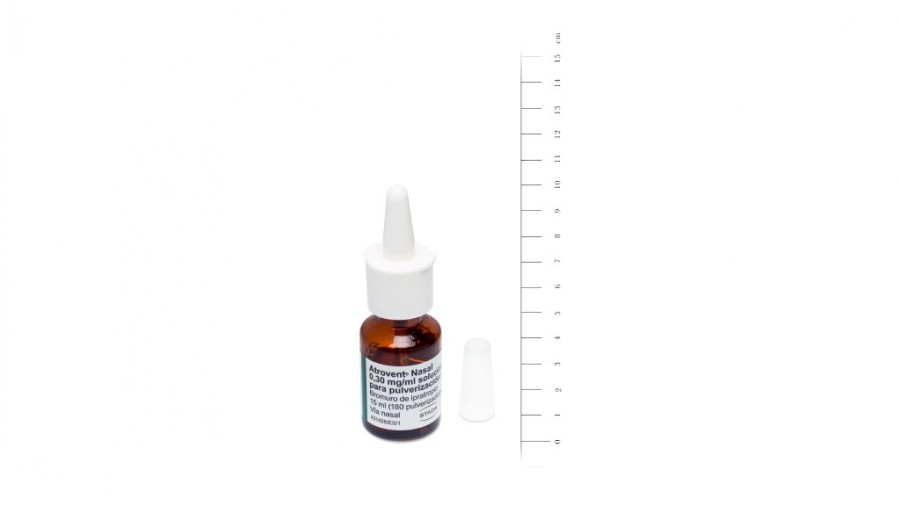 ATROVENT NASAL 0,30 mg/ml SOLUCION PARA PULVERIZACION NASAL, 1 envase pulverizador de 15 ml fotografía de la forma farmacéutica.
