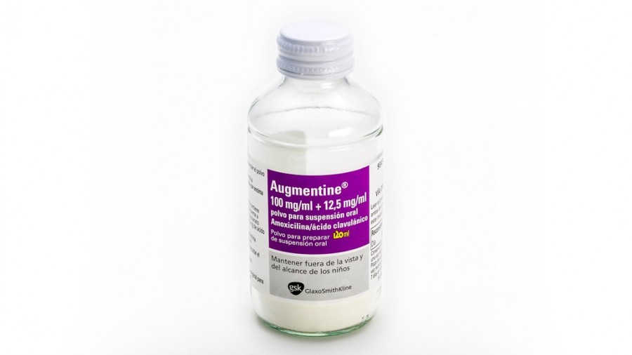 AUGMENTINE 100mg/ml + 12,5 mg/ml POLVO PARA SUSPENSION ORAL , 1 frasco de 30 ml fotografía de la forma farmacéutica.