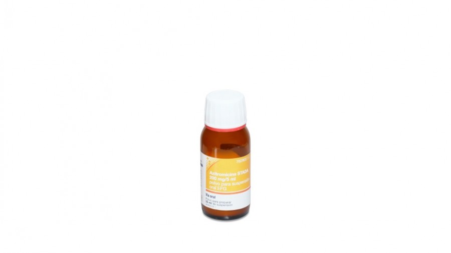 AZITROMICINA STADA 200 mg/ 5 ml POLVO PARA SUSPESION ORAL EFG , 1 frasco de 30 ml fotografía de la forma farmacéutica.