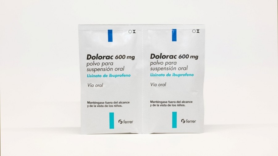 DOLORAC 600 mg POLVO PARA SUSPENSION ORAL, 20 sobres fotografía de la forma farmacéutica.