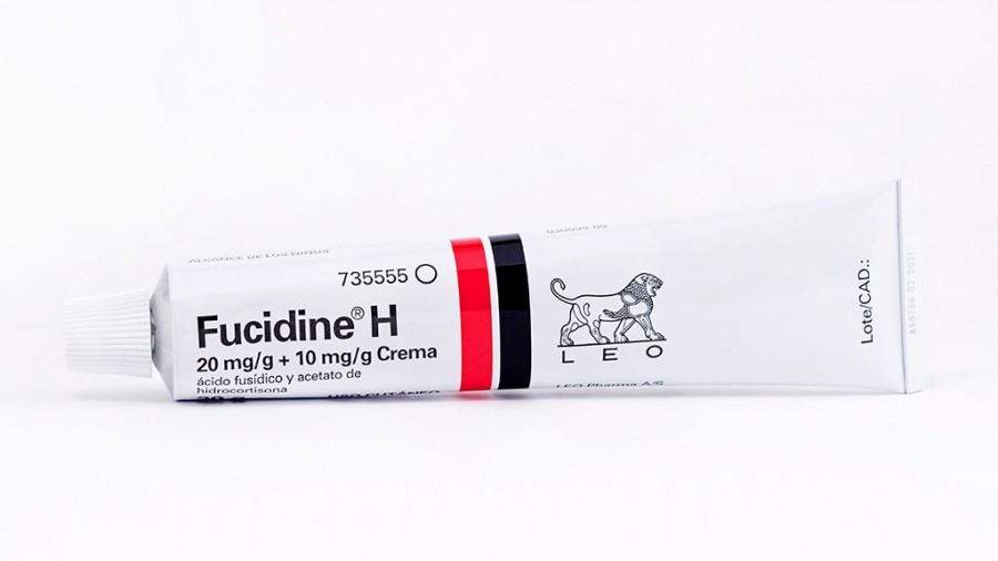 FUCIDINE H, 20 mg/g + 10 mg/g CREMA , 1 tubo de 30 g fotografía de la forma farmacéutica.