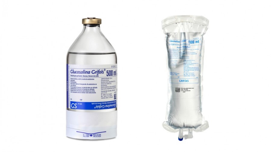 GLUCOSALINA GRIFOLS SOLUCION PARA PERFUSION ,  10 frascos de 500 ml fotografía de la forma farmacéutica.