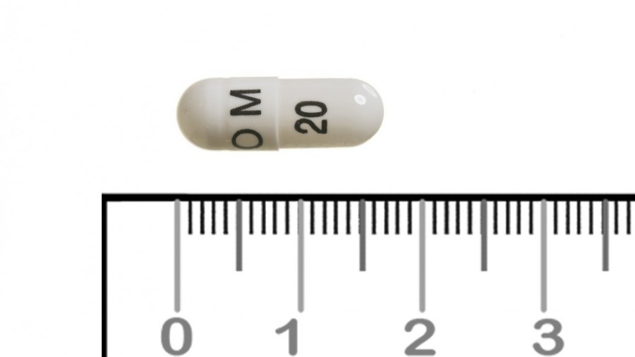 OMEPRAZOL CINFAMED 20 mg CAPSULAS DURAS GASTRORESISTENTES EFG , 56 cápsulas fotografía de la forma farmacéutica.