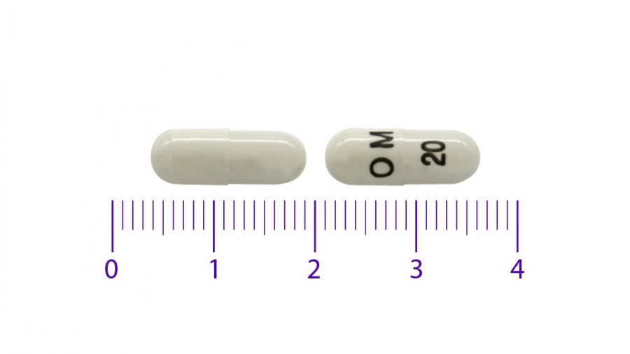 OMEPRAZOL VIATRIS 20 MG CAPSULAS DURAS GASTRORRESISTENTES EFG, 56 cápsulas (frasco) fotografía de la forma farmacéutica.