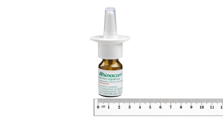 RHINOCORT 64 microgramos SUSPENSION PARA PULVERIZACION NASAL, 1 envase pulverizador de 120 dosis fotografía de la forma farmacéutica.