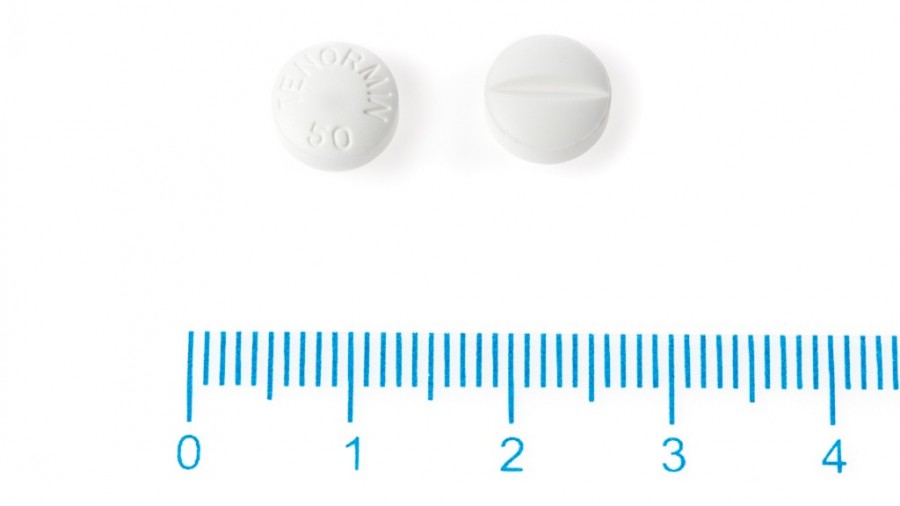 TENORMIN 50 mg COMPRIMIDOS , 60 comprimidos fotografía de la forma farmacéutica.