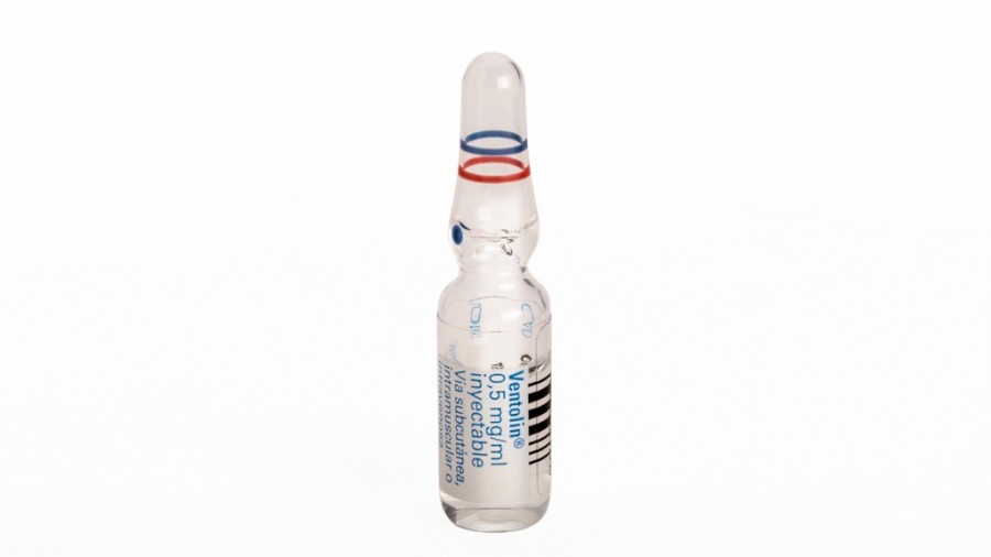 VENTOLIN 0,5 mg/ml SOLUCION INYECTABLE , 6 ampollas de 1 ml fotografía de la forma farmacéutica.