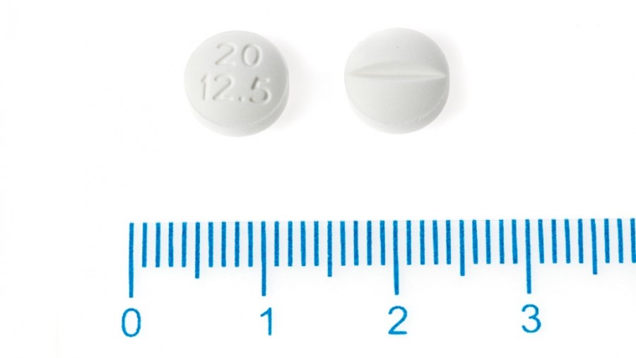 ZESTORETIC 20 mg/12,5 mg COMPRIMIDOS, 28 comprimidos fotografía de la forma farmacéutica.