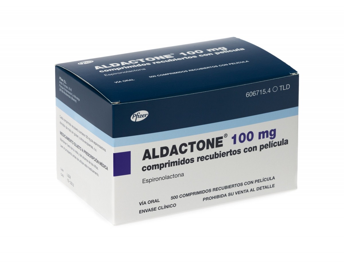 ALDACTONE 100 mg COMPRIMIDOS RECUBIERTOS CON PELICULA , 20 comprimidos fotografía del envase.
