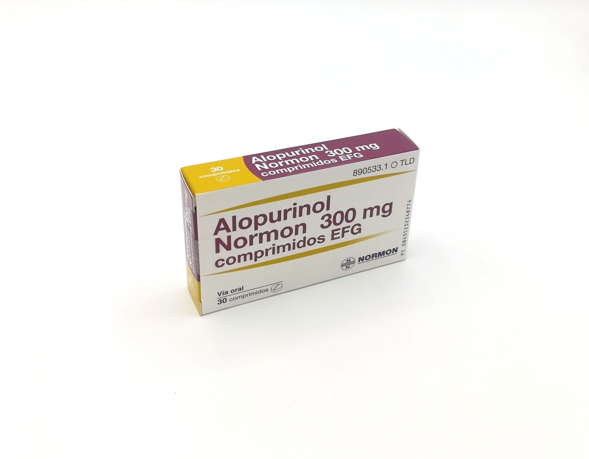 ALOPURINOL NORMON 300 mg COMPRIMIDOS EFG , 30 comprimidos fotografía del envase.