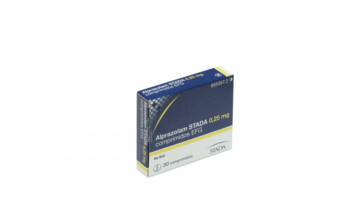 ALPRAZOLAM STADA 0,25 mg COMPRIMIDOS EFG, 30 comprimidos fotografía del envase.