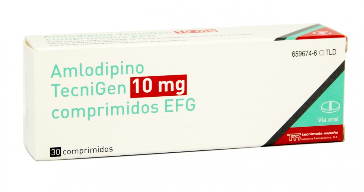 AMLODIPINO TECNIGEN 10 mg COMPRIMIDOS EFG , 30 comprimidos fotografía del envase.