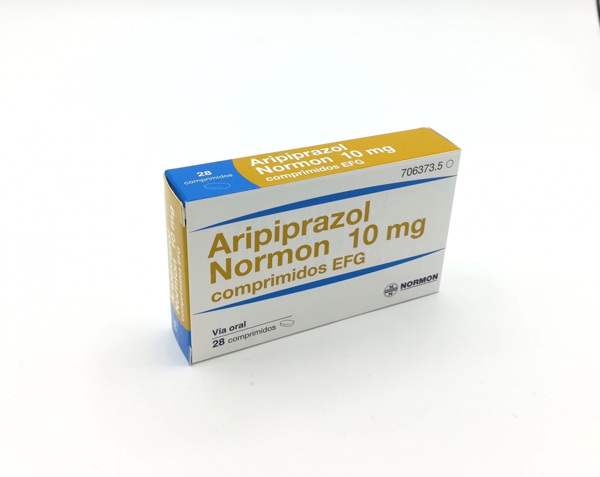 ARIPIPRAZOL NORMON 10 MG COMPRIMIDOS EFG , 100 comprimidos fotografía del envase.