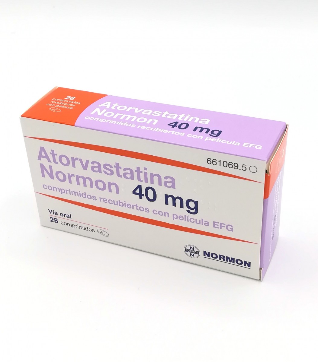 ATORVASTATINA NORMON 40 mg COMPRIMIDOS RECUBIERTOS CON PELICULA EFG , 28 comprimidos fotografía del envase.