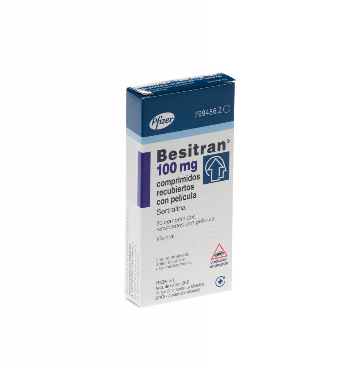BESITRAN 100 mg COMPRIMIDOS RECUBIERTOS CON PELICULA , 30 comprimidos fotografía del envase.
