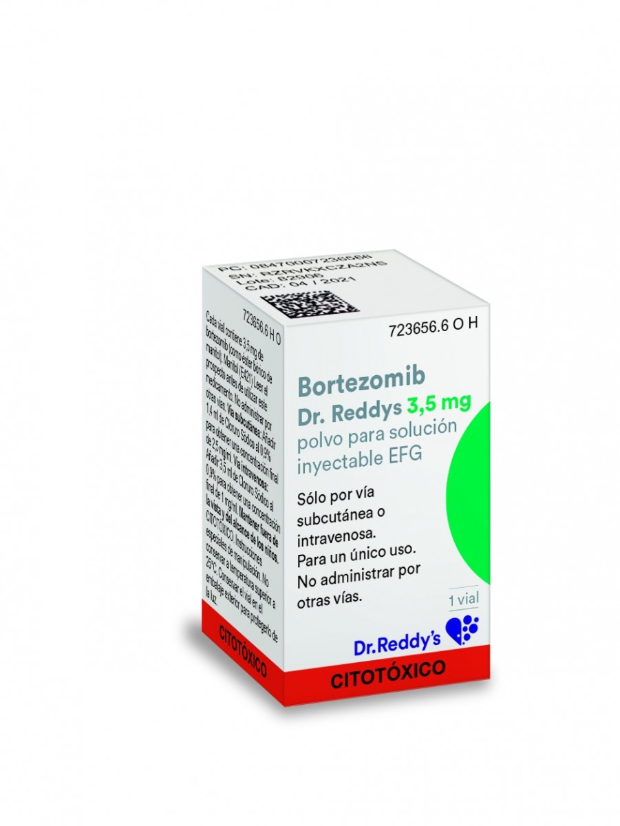 BORTEZOMIB DR. REDDYS 3,5 MG POLVO PARA SOLUCION INYECTABLE EFG, 1 vial fotografía del envase.