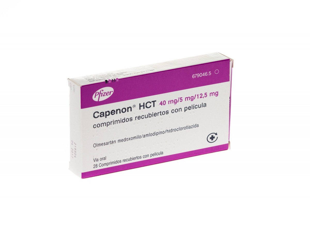 CAPENON HCT 40 mg/5 mg/12,5 mg COMPRIMIDOS RECUBIERTOS CON PELICULA, 28 comprimidos fotografía del envase.