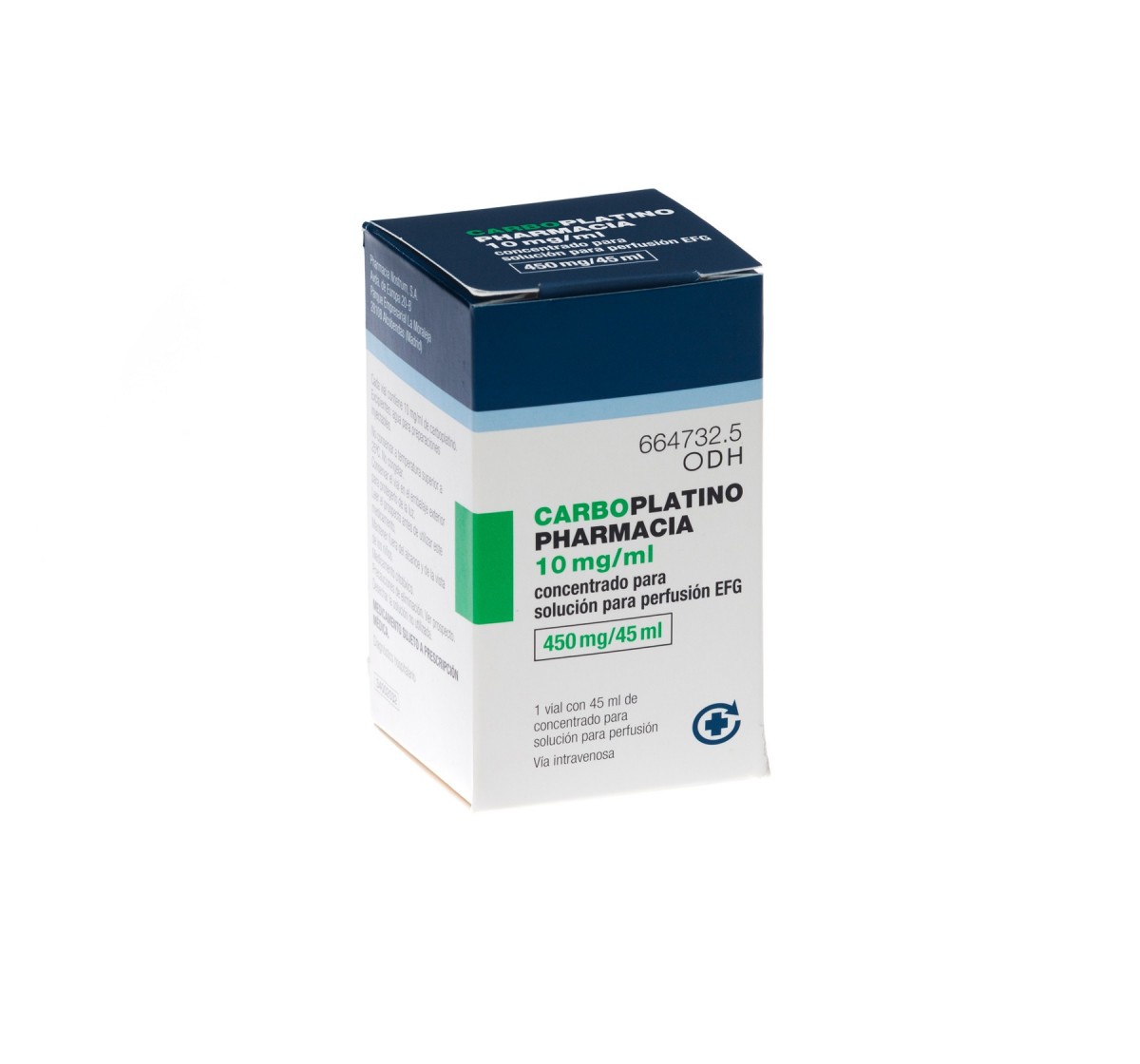 CARBOPLATINO PHARMACIA 10 mg/ml CONCENTRADO PARA SOLUCION PARA PERFUSION EFG, 1 vial de 15 ml fotografía del envase.