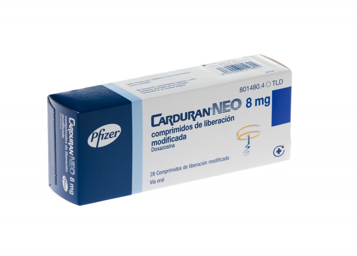 CARDURAN NEO 8 mg COMPRIMIDOS DE LIBERACION MODIFICADA, 28 comprimidos fotografía del envase.