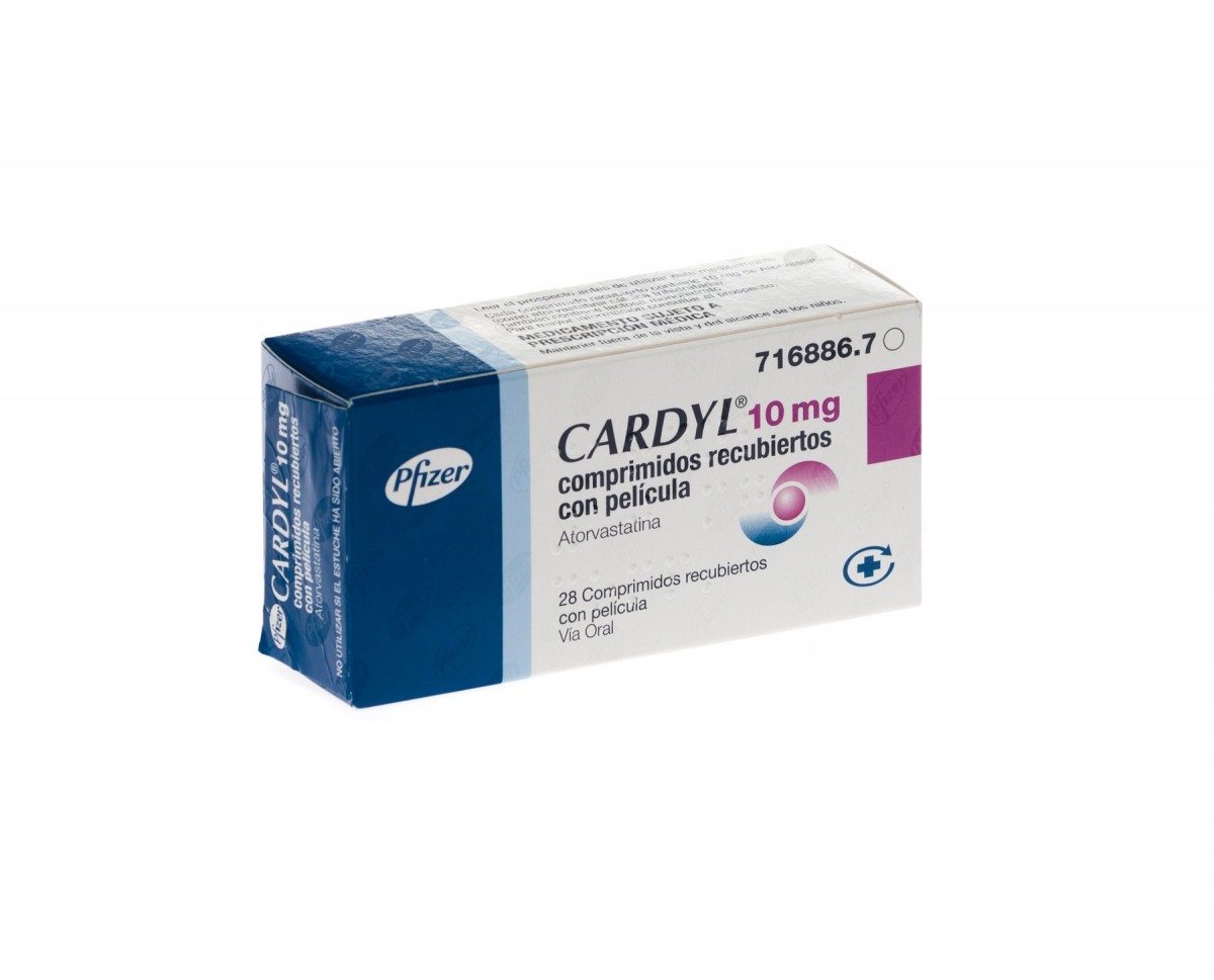CARDYL 10 mg COMPRIMIDOS RECUBIERTOS CON PELICULA , 28 comprimidos fotografía del envase.