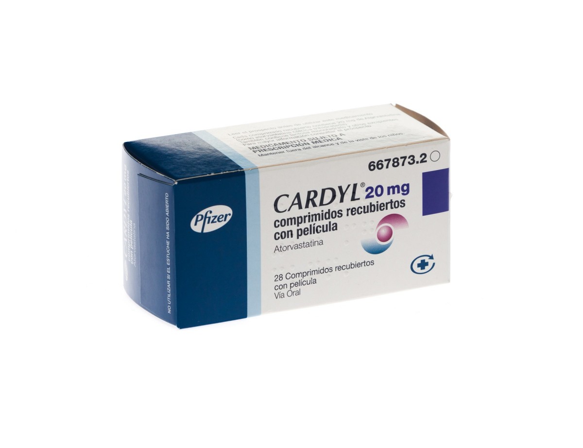 CARDYL 20 mg COMPRIMIDOS RECUBIERTOS CON PELICULA, 28 comprimidos fotografía del envase.
