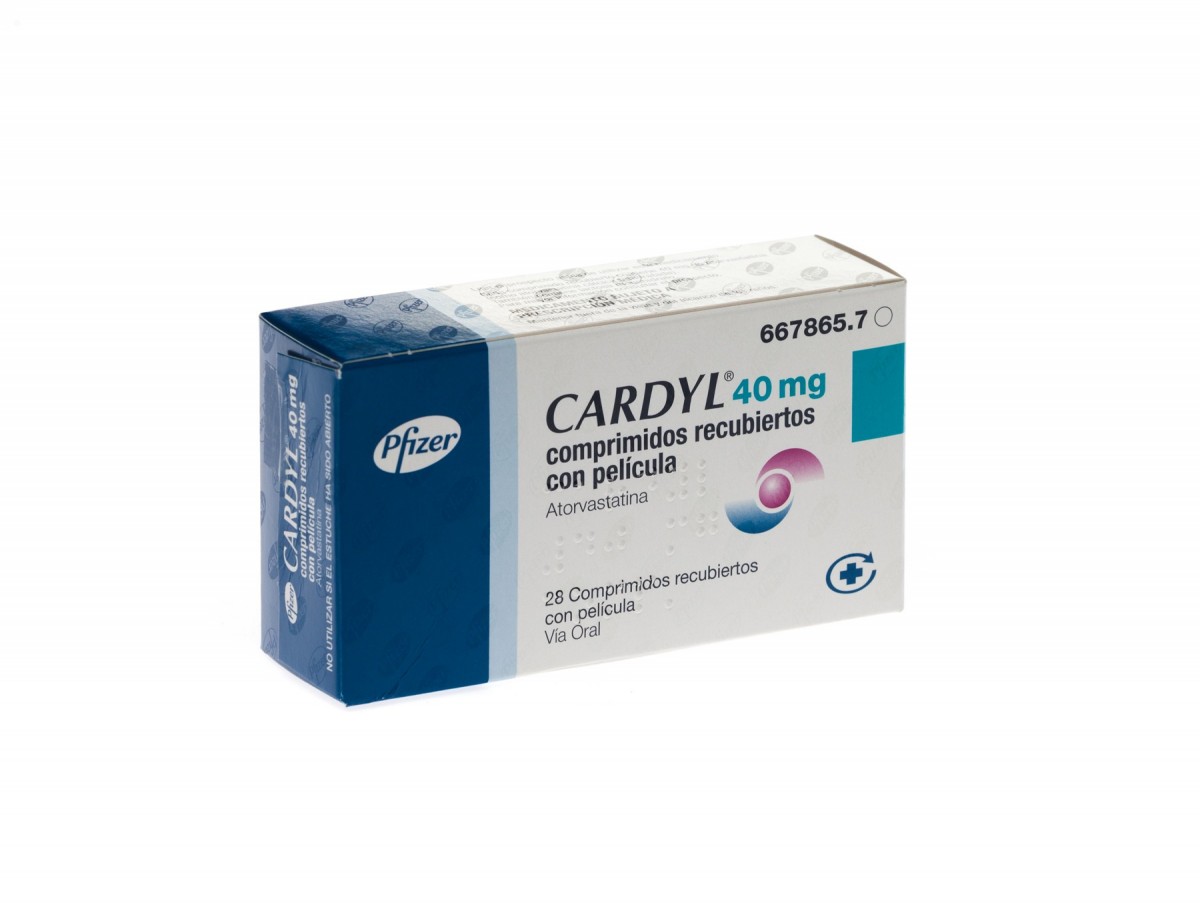 CARDYL 40 mg COMPRIMIDOS RECUBIERTOS CON PELICULA, 28 comprimidos fotografía del envase.