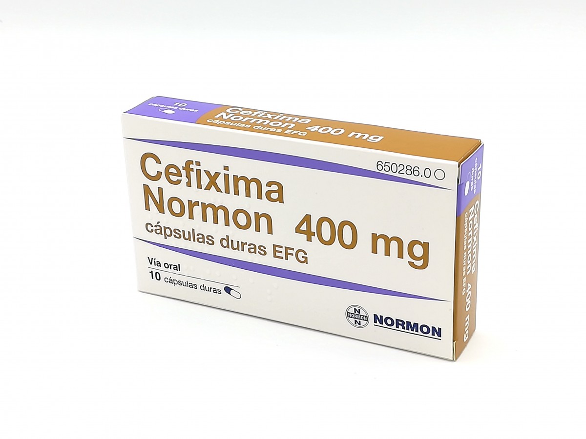 CEFIXIMA NORMON 400 mg CAPSULAS DURAS  EFG , 10 cápsulas fotografía del envase.