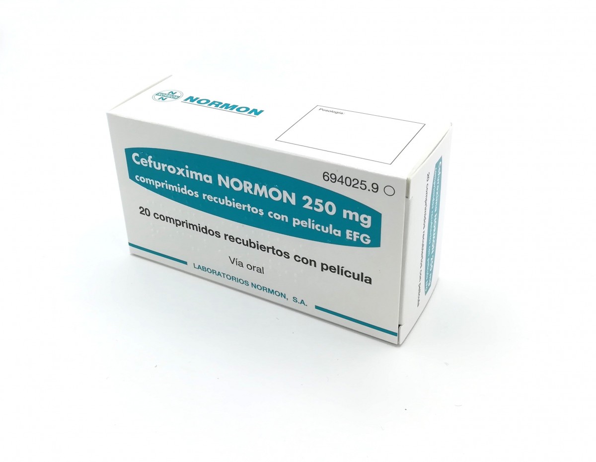 CEFUROXIMA NORMON 250 mg COMPRIMIDOS RECUBIERTOS CON PELICULA EFG , 12 comprimidos fotografía del envase.