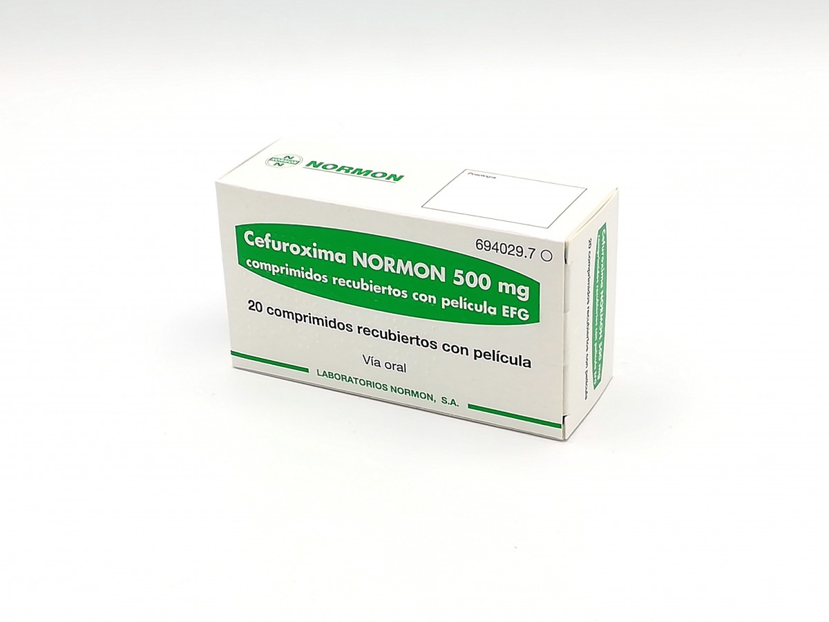CEFUROXIMA NORMON 500 mg COMPRIMIDOS RECUBIERTOS CON PELICULA EFG , 12 comprimidos fotografía del envase.