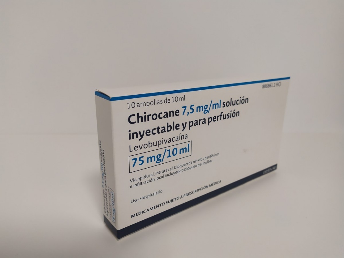 CHIROCANE 7,5 mg/ml SOLUCION INYECTABLE Y PARA PERFUSION , 10 ampollas de 10 ml fotografía del envase.