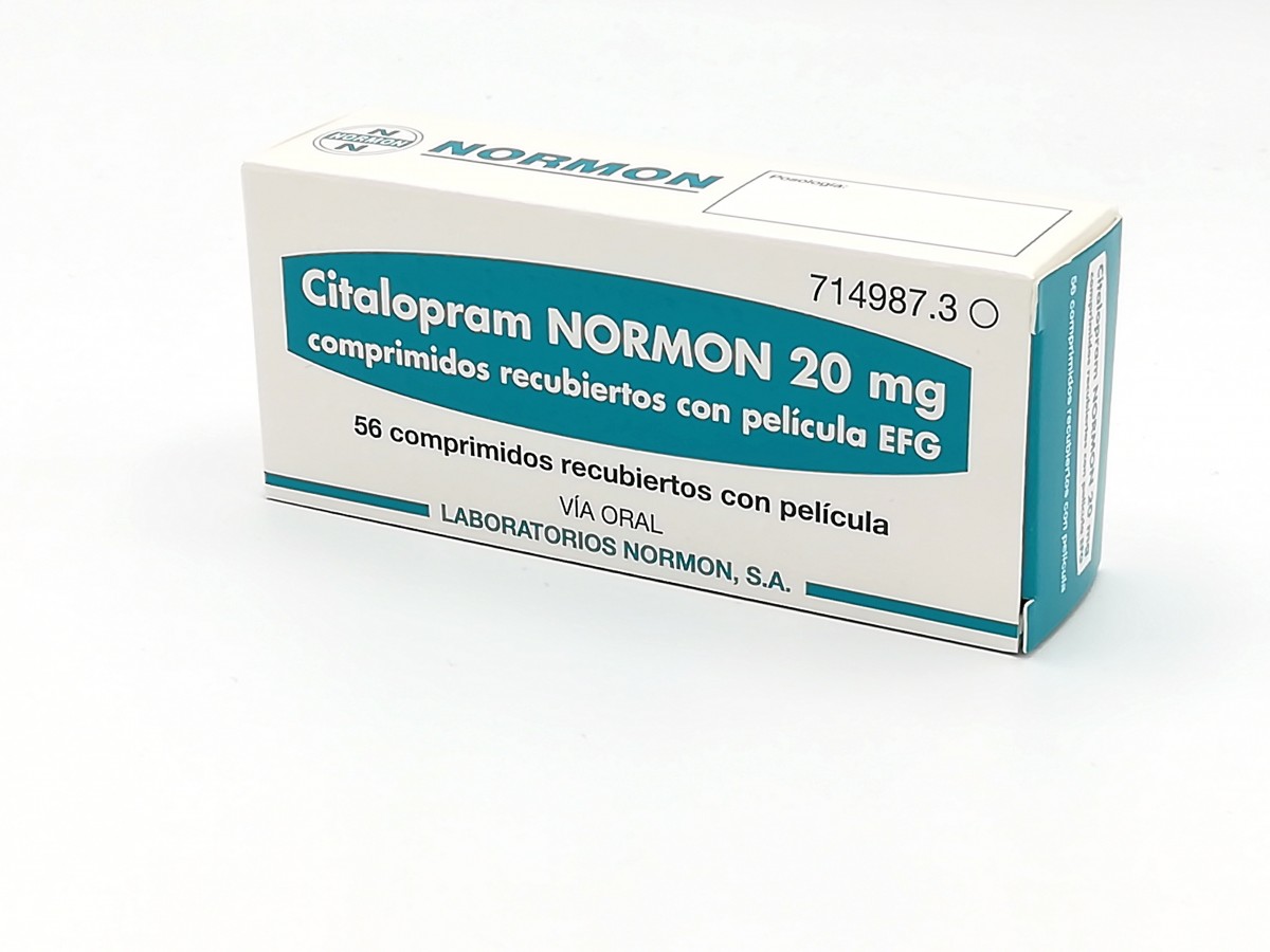 CITALOPRAM NORMON 20 mg COMPRIMIDOS RECUBIERTOS CON PELICULA EFG, 14 comprimidos fotografía del envase.