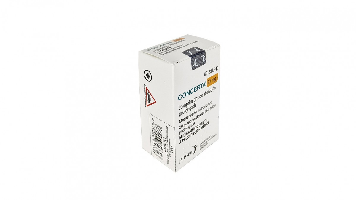 CONCERTA 27 mg COMPRIMIDOS DE LIBERACION PROLONGADA, 30 comprimidos fotografía del envase.