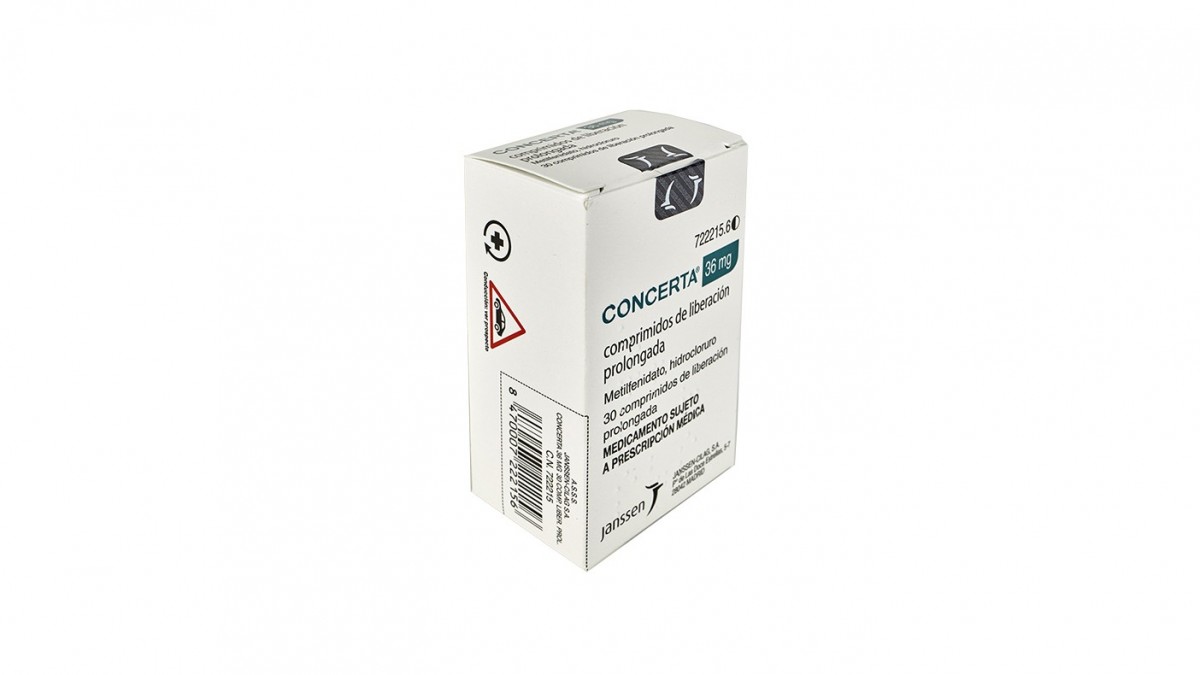 CONCERTA 36 mg COMPRIMIDOS DE LIBERACION PROLONGADA, 30 comprimidos fotografía del envase.