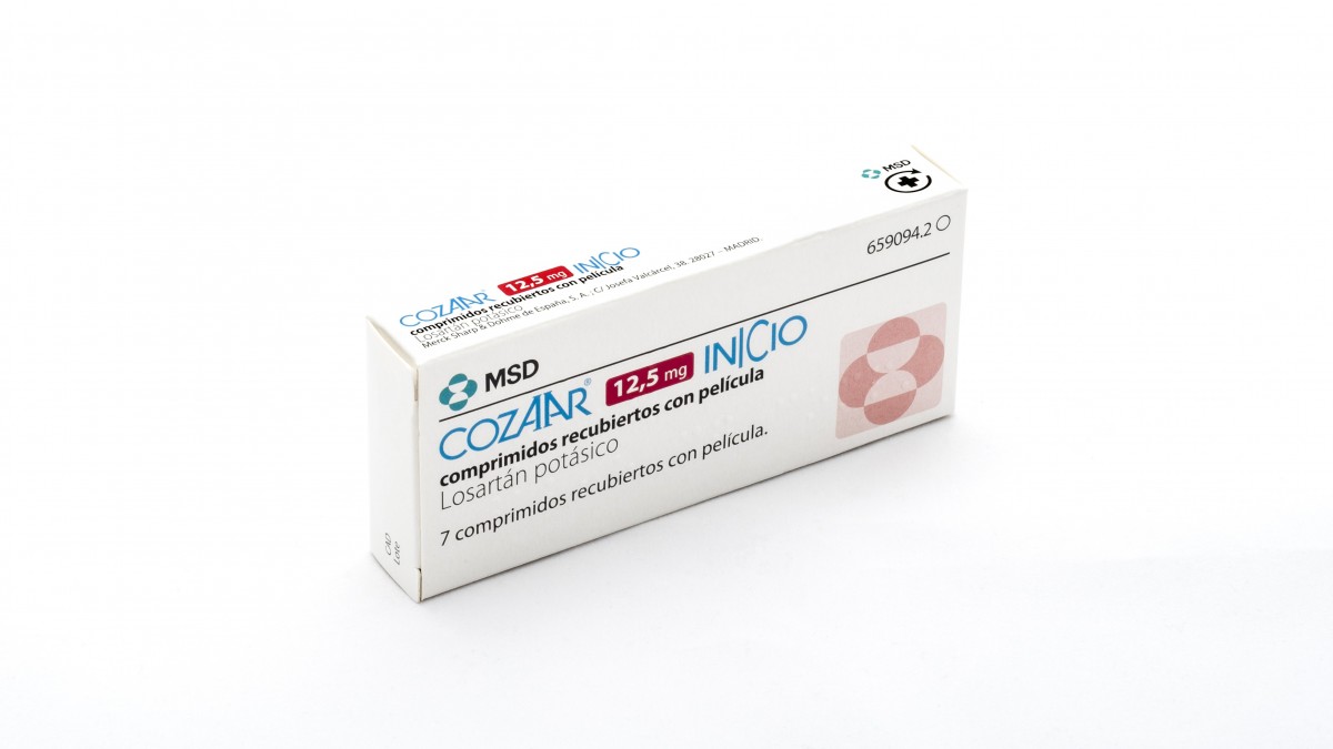 COZAAR 12.5 mg INICIO COMPRIMIDOS RECUBIERTOS CON PELICULA , 7 comprimidos fotografía del envase.