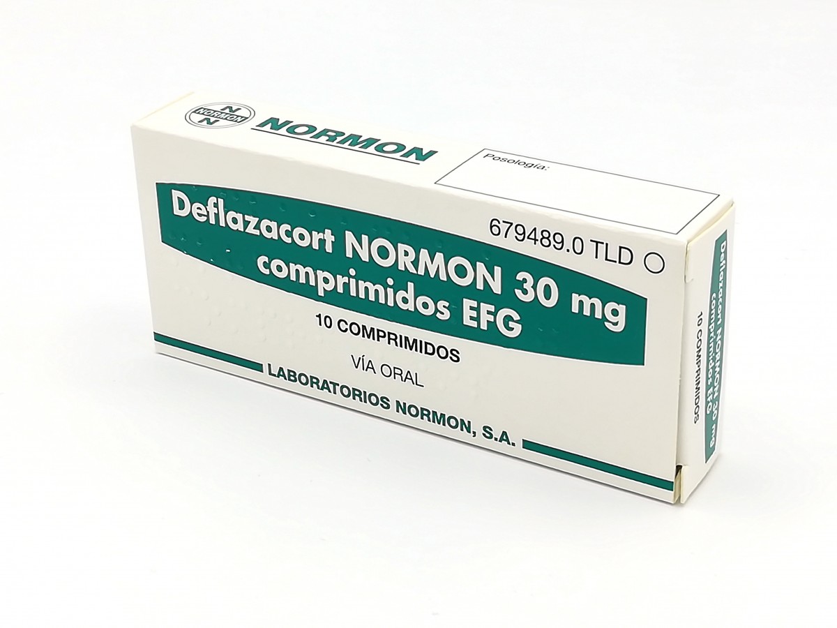 DEFLAZACORT NORMON 30 mg COMPRIMIDOS EFG, 10 comprimidos fotografía del envase.