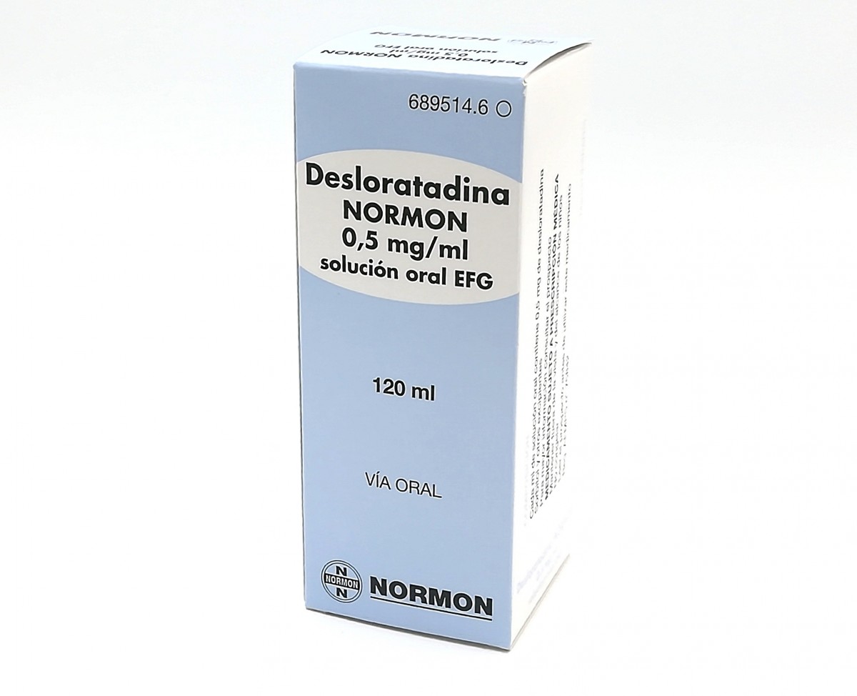 DESLORATADINA NORMON 0,5 mg/ml SOLUCION ORAL EFG, 1 frasco de 120 ml fotografía del envase.
