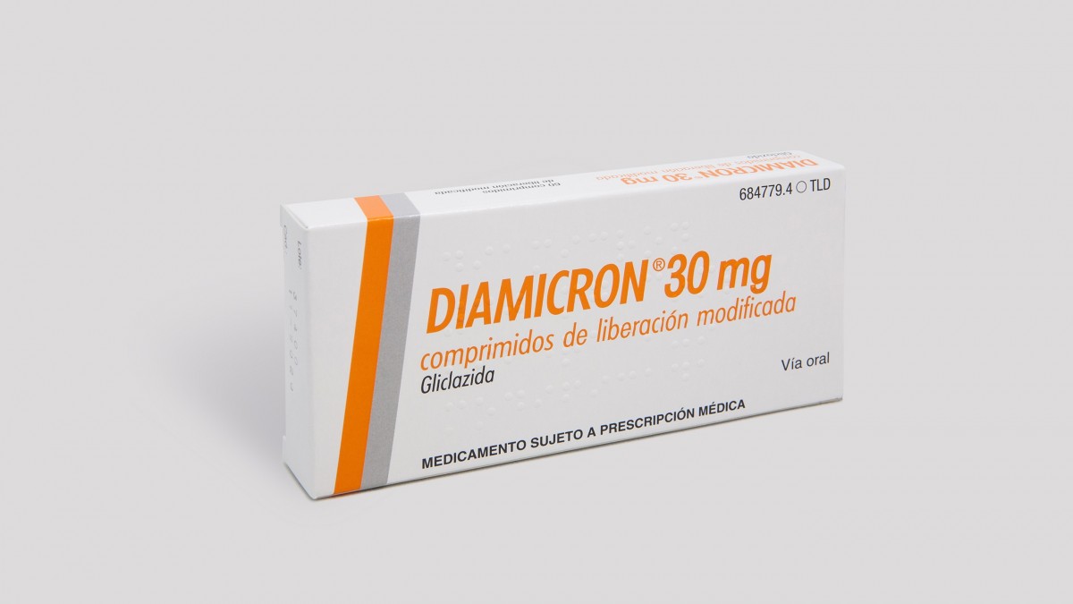 DIAMICRON 30 mg COMPRIMIDOS DE LIBERACION MODIFICADA, 60 comprimidos fotografía del envase.