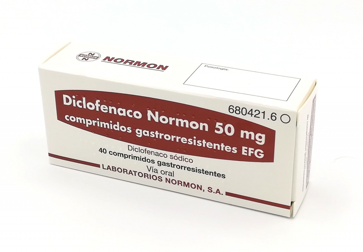 DICLOFENACO NORMON 50 mg COMPRIMIDOS GASTRORRESISTENTES  EFG , 40 comprimidos fotografía del envase.
