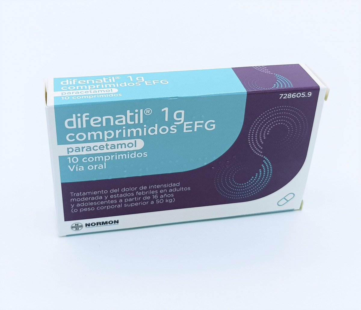 DIFENATIL 1 G COMPRIMIDOS, 10 comprimidos fotografía del envase.