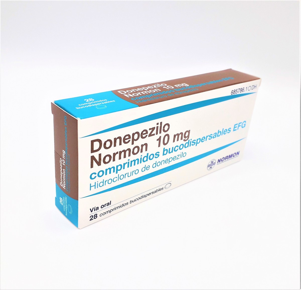 DONEPEZILO NORMON 10 mg COMPRIMIDOS BUCODISPERSABLES EFG, 28 comprimidos fotografía del envase.