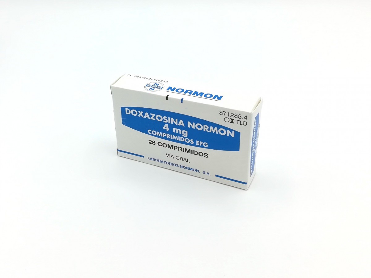 DOXAZOSINA NORMON 4 mg COMPRIMIDOS EFG, 28 comprimidos fotografía del envase.
