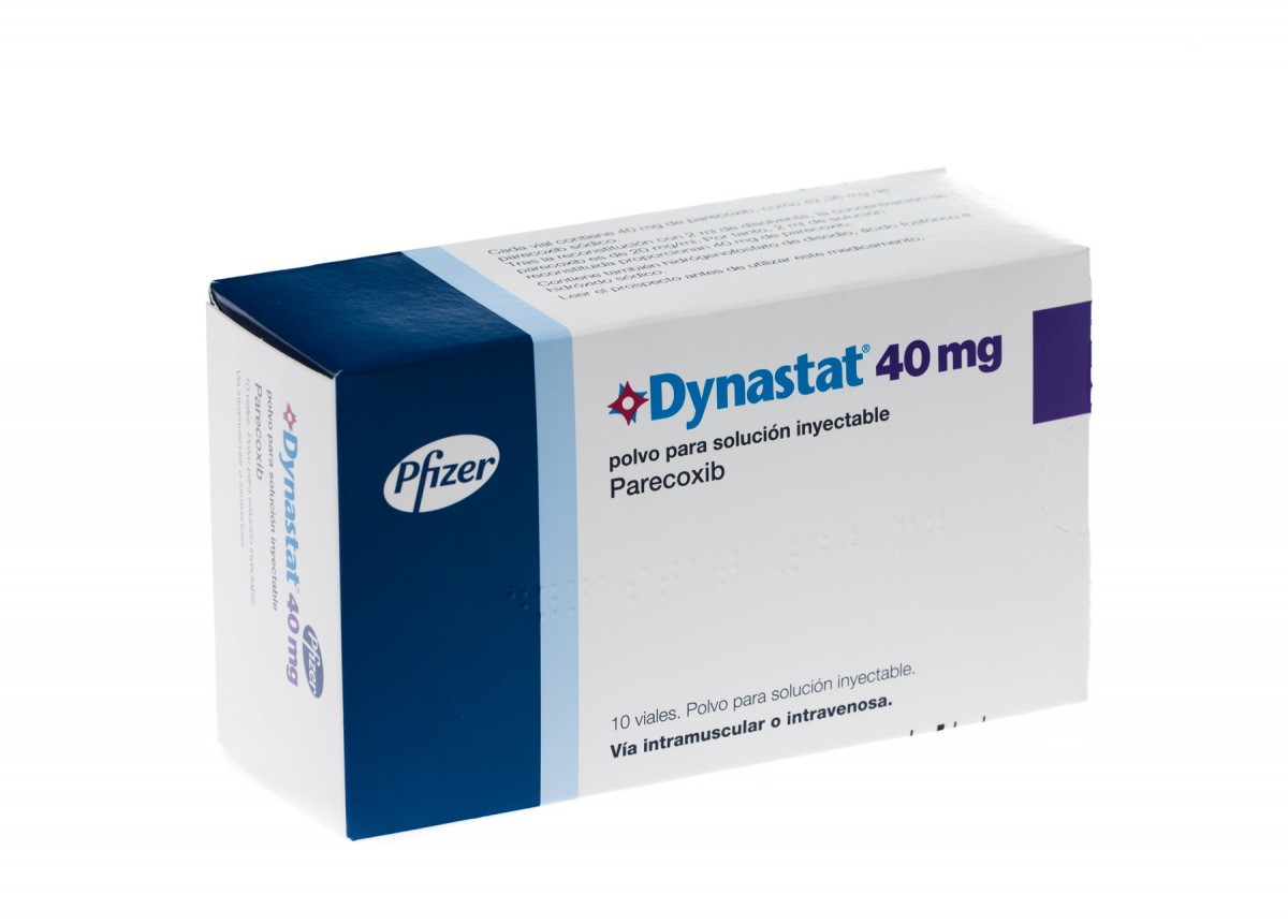 DYNASTAT 40 mg POLVO PARA SOLUCION INYECTABLE, 10 viales fotografía del envase.